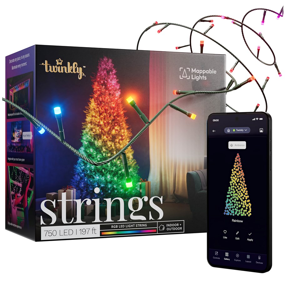 Smart Home - Twinkly Strings – 750 RGB Lights String Black Wire Plug Type F - TWS750STP-BEU