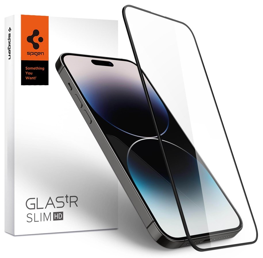 Mobil - Beskyttelsesglas - Spigen tR Slim HD 1 Pack - FC black - iPhone 14 Pro - AGL05221