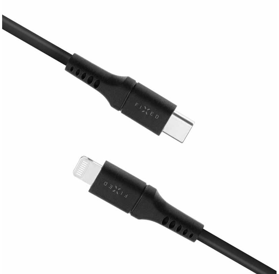 USB kabel - FIXED LIQUID Silicone - USB-C <-> Lightning - 1.2m - Sort - FIXDLS-CL12-BK