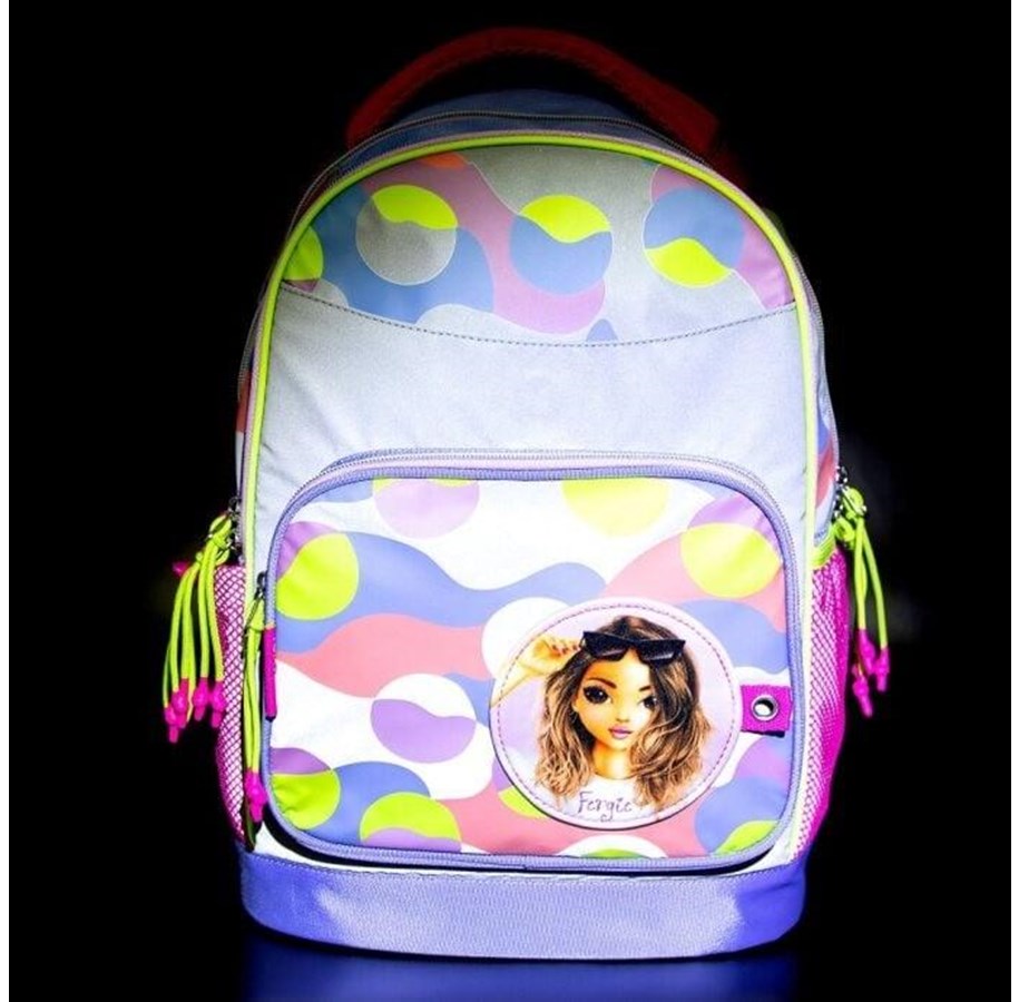 Depesche TOPModel School Backpack For Girls - Reflective Graphic Pattern, Adjustable Straps, 42x31x18cm