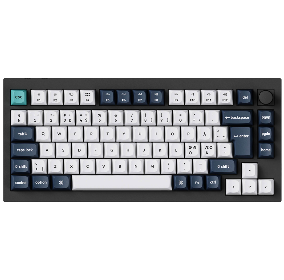 Tastatur - Keychron Q1 MAX 75% Knob Wireless Tri-Mode QMK/VIA - Gateron Jupiter Red - ND - Gaming Tastatur - Uden Numpad - Nordisk - Sort - Q1M-M1-BO