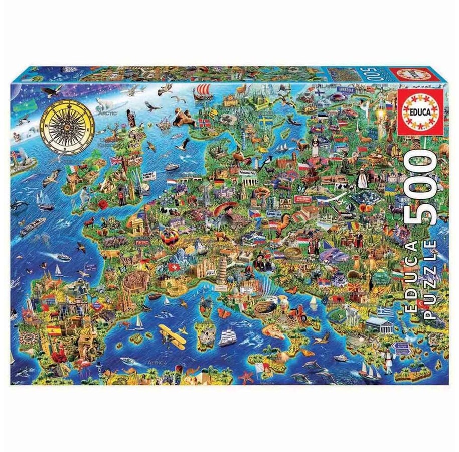Puslespil - Educa 500 brikker Europakort Puslespil - 80-17962