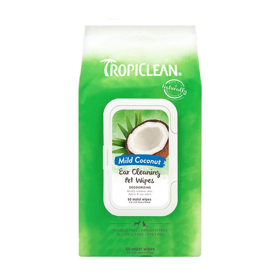 Hunde - Tropiclean Renseservietter til ører for Kæledyr (50-Pack) - 645095010116