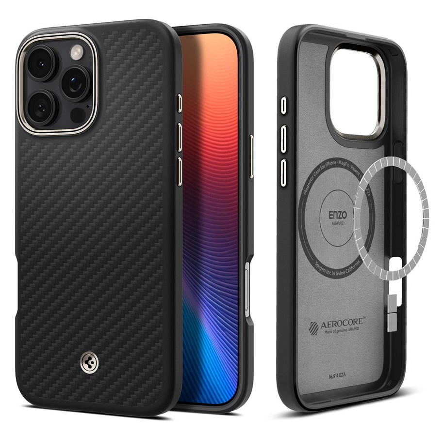Mobil - Covers & Cases - Spigen Enzo Aramid - Black - iPhone 16 Pro Max - ACS08501