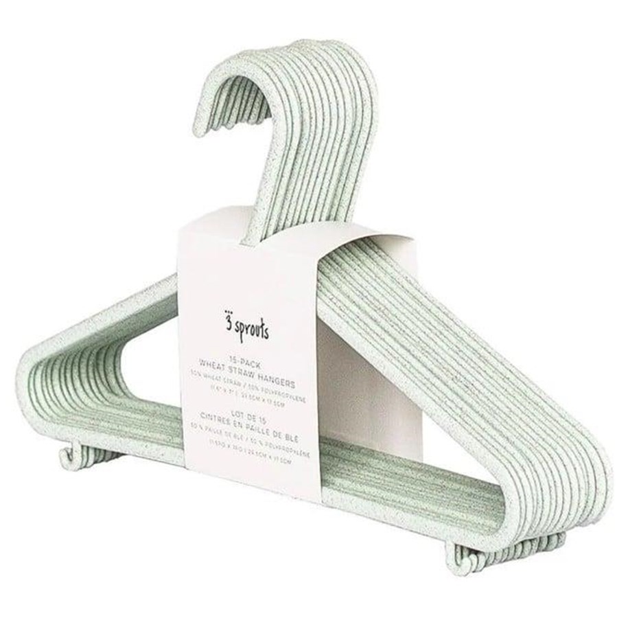 Børneværelse - 3 Sprouts - Hanger In Wheat Straw 15 pcs Green - IHWGRN-15
