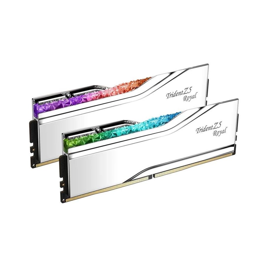 RAM - G.Skill Trident Z5 Royal DDR5-6400 - 32GB - CL30 - Dual Channel (2 pcs) - Intel XMP - Sølv med RGB - F5-6400J3039G16GX2-TR5S