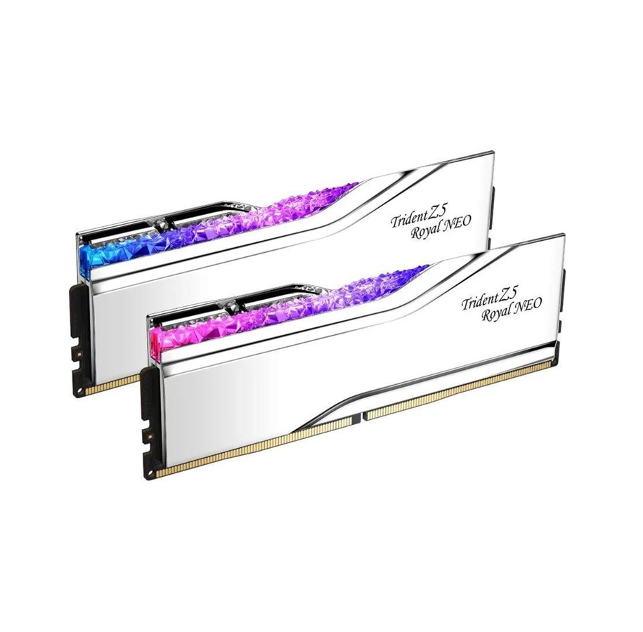 RAM - G.Skill Trident Z5 Royal Neo RGB DDR5-8000 - 48GB - CL40 - Dual Channel (2 pcs) - AMD EXPO - Sølv med RGB - F5-8000J4048G24GX2-TR5NS