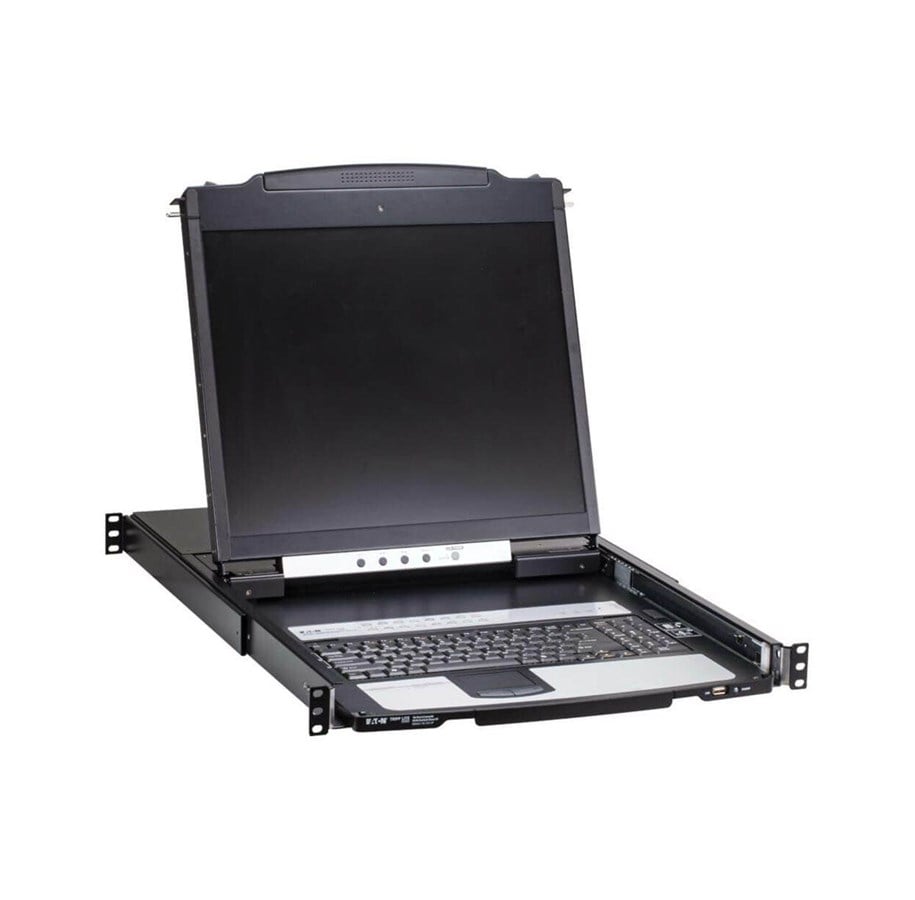 Skærm - 19" Eaton 16-Port Cat5 KVM over IP Switch - Virtual Media 19 in. LCD 1 Remote/1 Local User 1U Rack-Mount TAA - B064C-16-1X1-IP