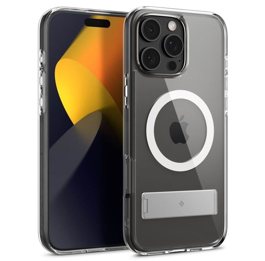 Mobil - Covers & Cases - Spigen Caseology Capella MagSafe Kickstand - clear white silver - iPhone 16 Pro Max - ACS08054