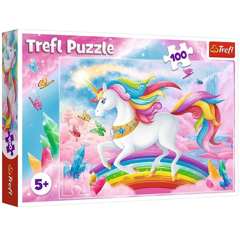 Puslespil - Trefl Puzzle - Into the crystal world of unicorns (100 pieces) Floor - TFL16364