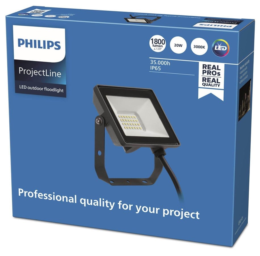 Philips Projectline Floodlight 20W 3000K Philips Projektør | Billig