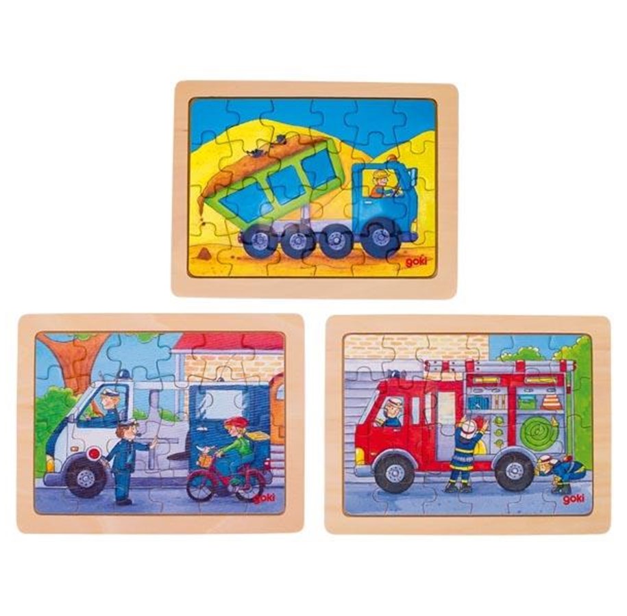 Puslespil - Goki Wooden Jigsaw Puzzle Hard at Work 24 pcs. Wood - 57739
