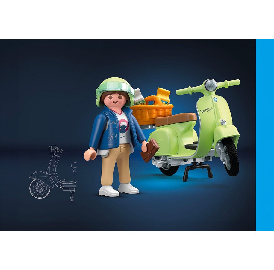 Playmobil Vespa 150 Sprint Veloce 1969 – Vert Clair – 20 Pièces – Dès 5 Ans – Figurine Et Accessoires Inclus