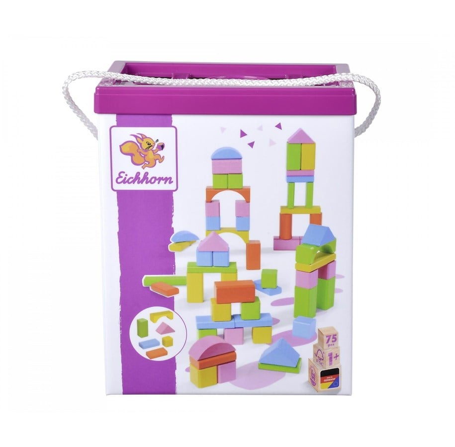 Babylegetøj - Eichhorn Wooden Blocks Colored 75pcs. - 100088011