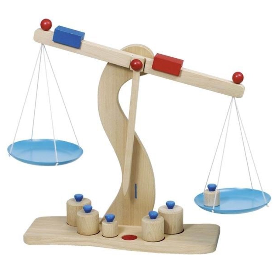 Legekøkken og udstyr - Goki Wooden Scale with Metal Weights - 51856