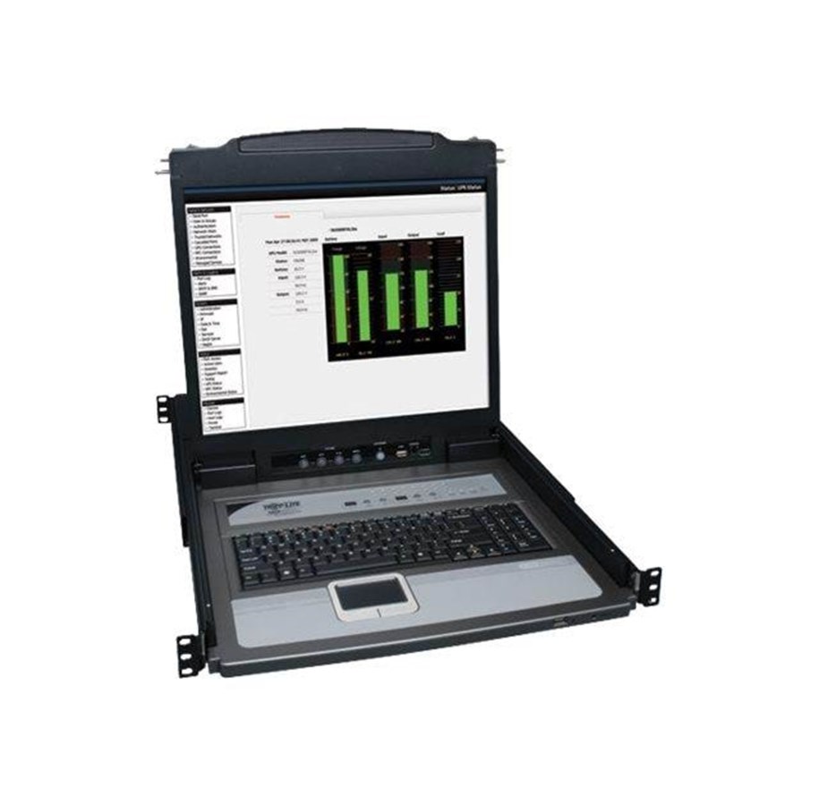 Skærm - 19" Tripp Lite 16-Port Rack Console KVM Switch 19" LCD PS2/USB Cables 1U - KVM console - 19" - B020-U16-19-K