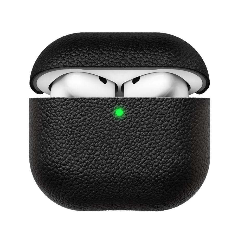 Hovedtelefoner/headset - KeyBudz Artisan Series Leather Case for Airpods 4:th gen - Black - AP4_S3_BLK