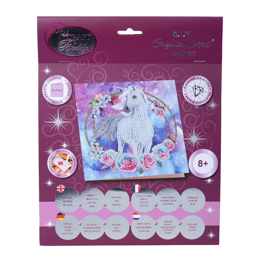 Legetøj - Craft Buddy Unicorn Garland 18x18cm Crystal Art Card - 103800