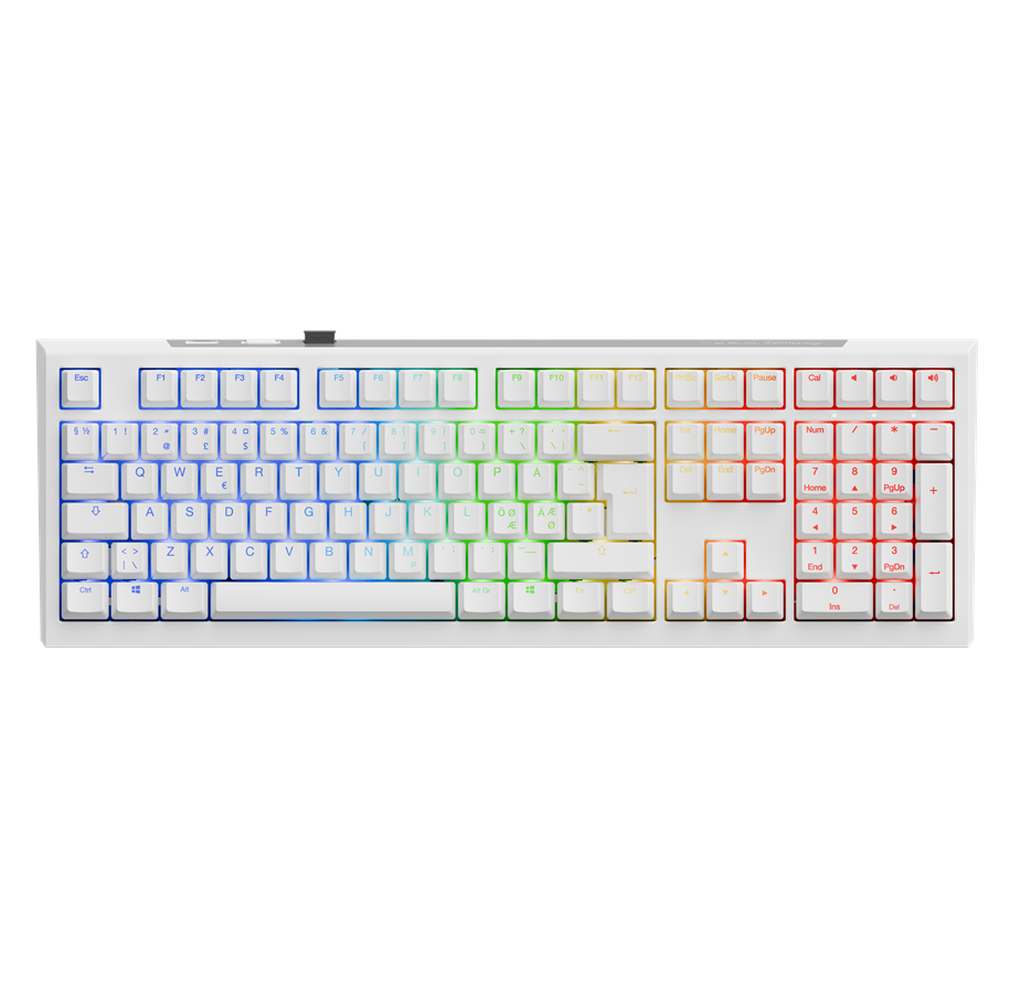 Tastatur - Ducky One X - Fullsize 100% - Gaming Tastatur - Nordisk - Hvid - 394227