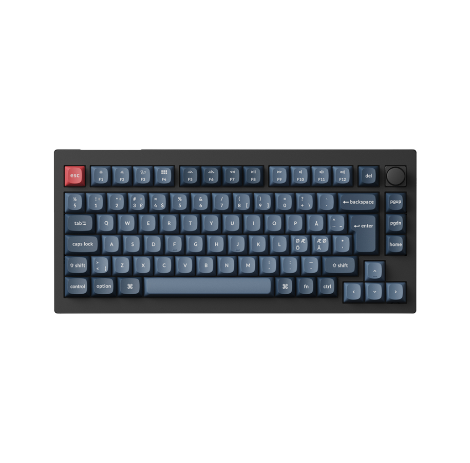 Tastatur - Keychron V1 MAX QMK/VIA Wireless RGB Hot Swap Jupiter Banana - Carbon Black - Gaming Tastatur - Uden Numpad - Nordisk - Sort - V1M-D4-BO