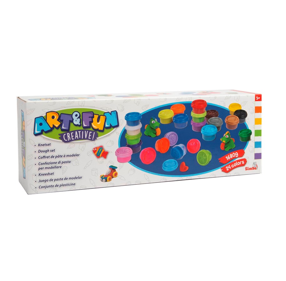 Simba Art And Fun - Set Di 4 Vasi Di Pasta Modellabile Da 25g, Colori Primari Con Spatola, Per Bambini Dai 3 Anni