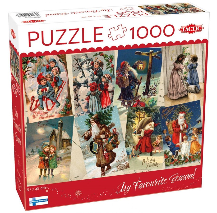 Puslespil - Tactic Vintage Christmas Cards 1000 pcs puzzle - 59223