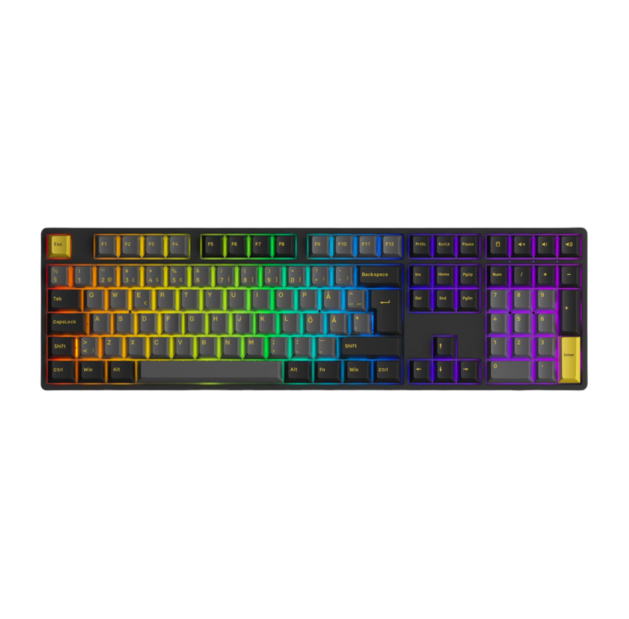 Tastatur - Akkogear 5108B Black/Gold - V3 Yellow Pro Switch - Gaming Tastatur - Universal - Sort - 6925758630092