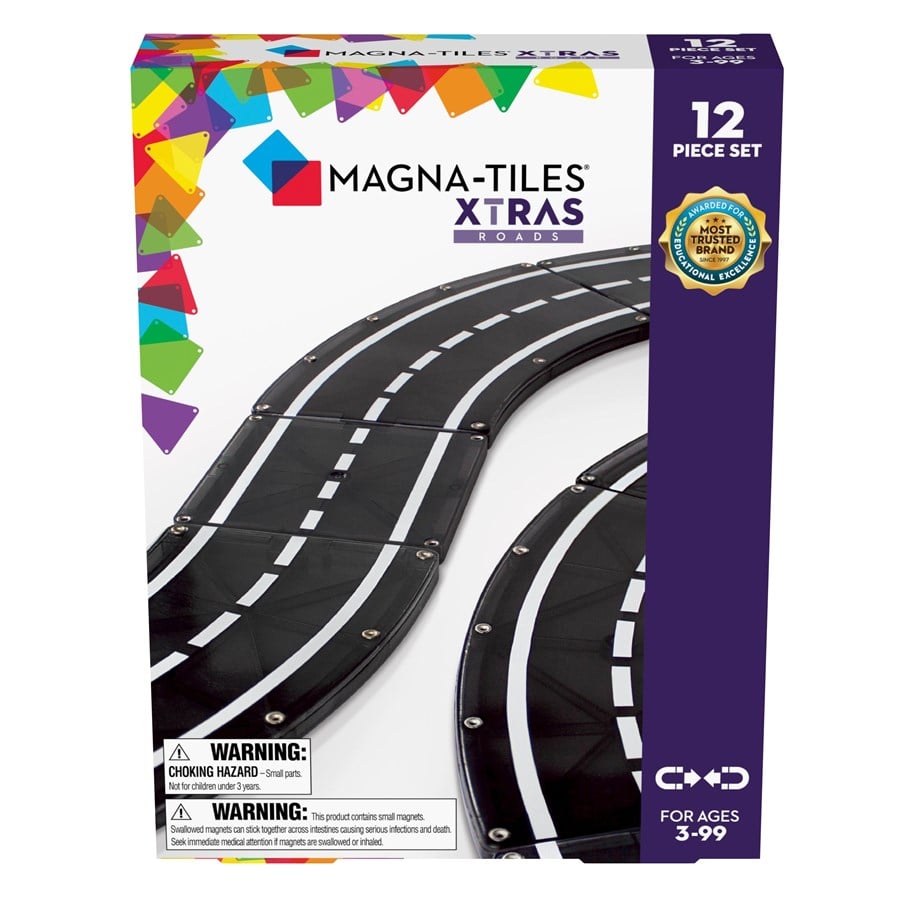 Konstruktionslegetøj - Magna-Tiles XTRAS sæt med vejbaner 12 dele - 90235