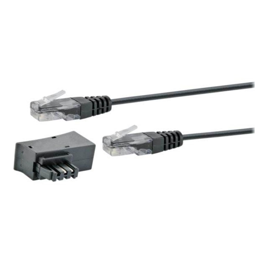 Netværkskabel - Schwaiger TAE/DSL Adapter With Modem Cable - phone cable kit - 3 m - Sort - 3m - TAL6731533
