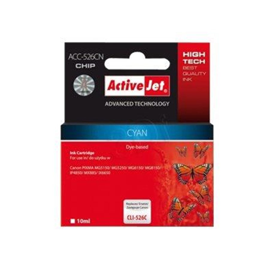 Blæk, Toner & Forbrugsstoffer - ActiveJet ACC-526CN - cyan - compatible - ink cartridge (alternative for: Canon CLI-526C) - acc-526cn