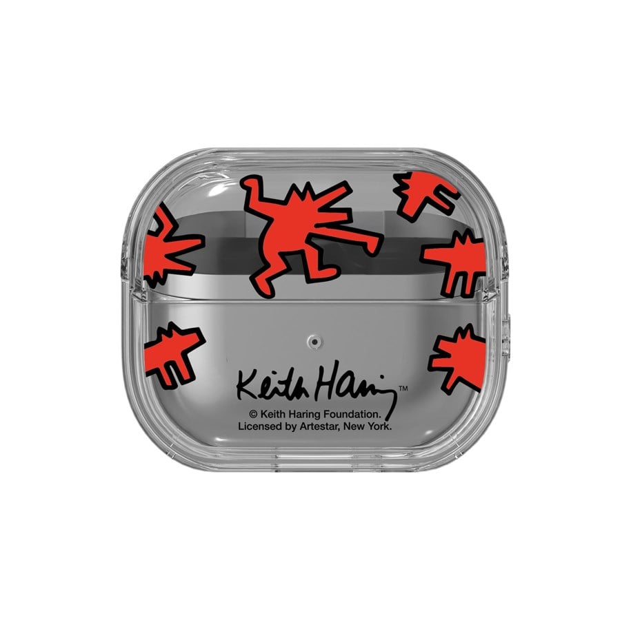Mobil - Covers & Cases - Samsung Galaxy Buds3 / Buds3 Pro - Keith Haring Slickback Clear Case - Red - GP-FPR630SBARW