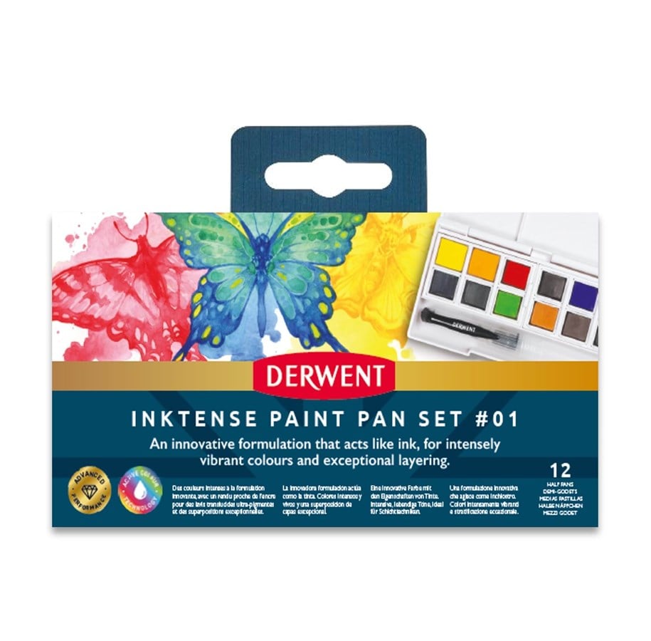 Skrive- og Tegneværktøjer - Derwent Inktense 12 Paint Pan set no. 1 - 603053