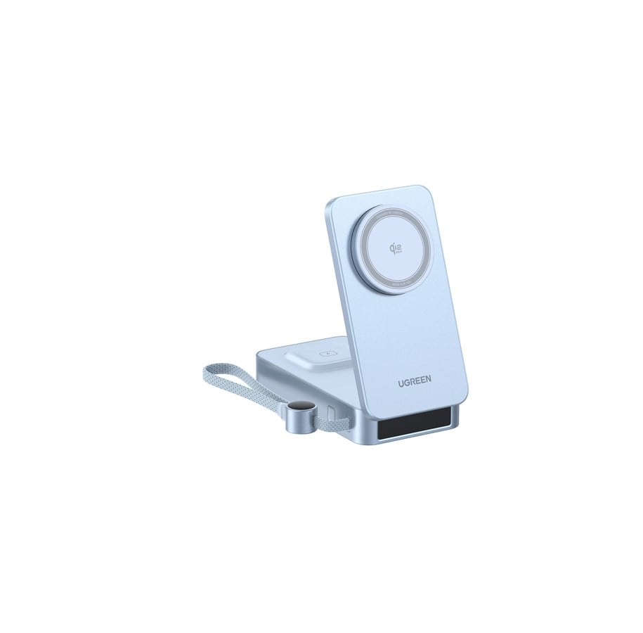 Powerbank - UGREEN MagFlow Qi2.2 25 W Magnetic Wireless Charging Powerbank with Built-in Cable Powerbank - Sølv - 20000 mAh - 75066