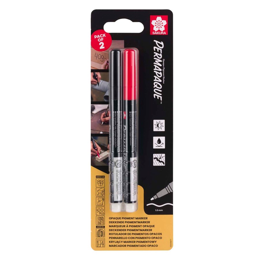 Skrive- og Tegneværktøjer - Sakura Permapaque Fine Set Black and Red - BLXZPKSN2B