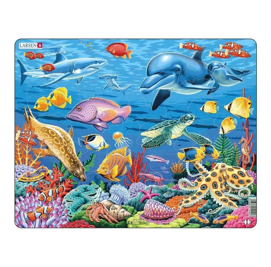 Puslespil - Selecta Play Larsen Jigsaw Puzzle Animals - Coral Reef 35 pcs. Floor - LA-FH29