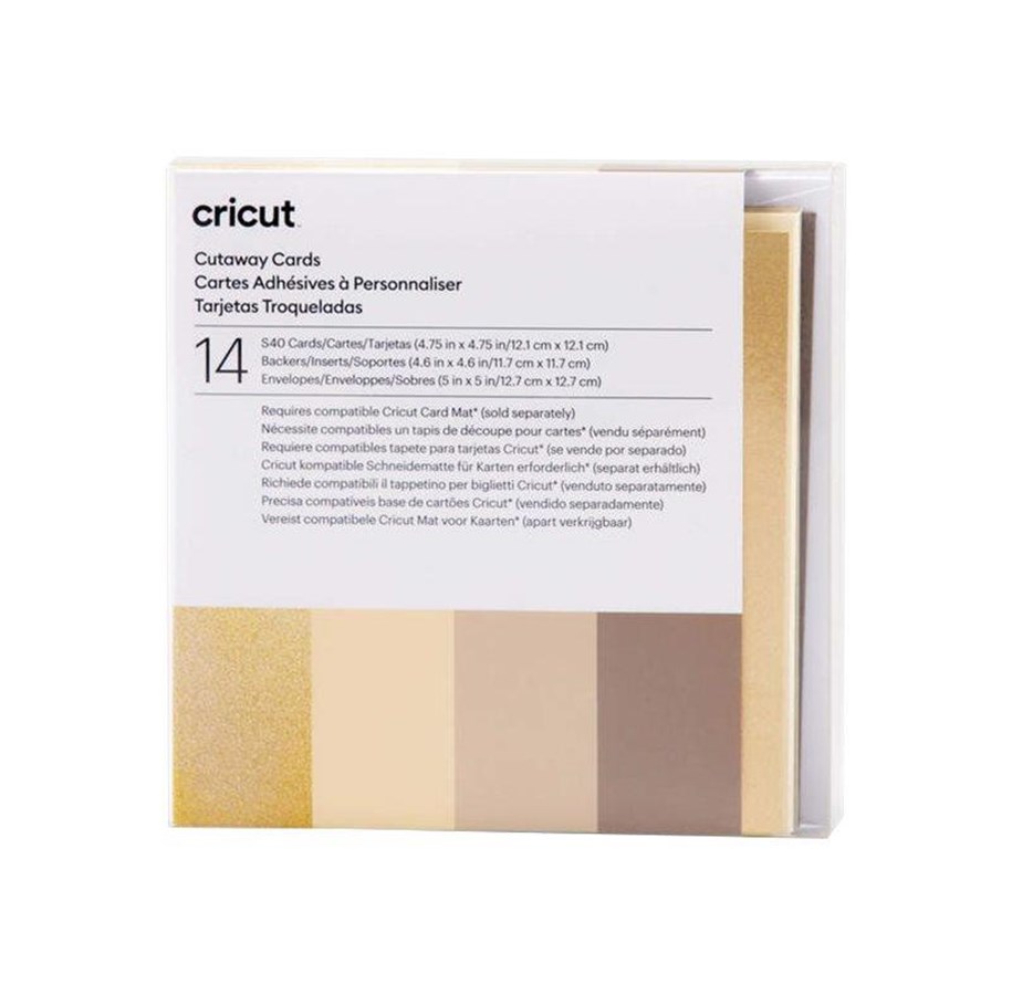 Labelprinter - Cricut Neutrals Sampler - cutaway card set - grey khaki cream white holographic gold - 2009487