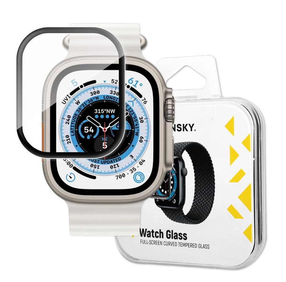 Mobil - Beskyttelsesglas - Wozinsky Full Glue Acrylic Glass for Apple Watch 49mm 9H Full Screen with Black Frame - 9145576274569