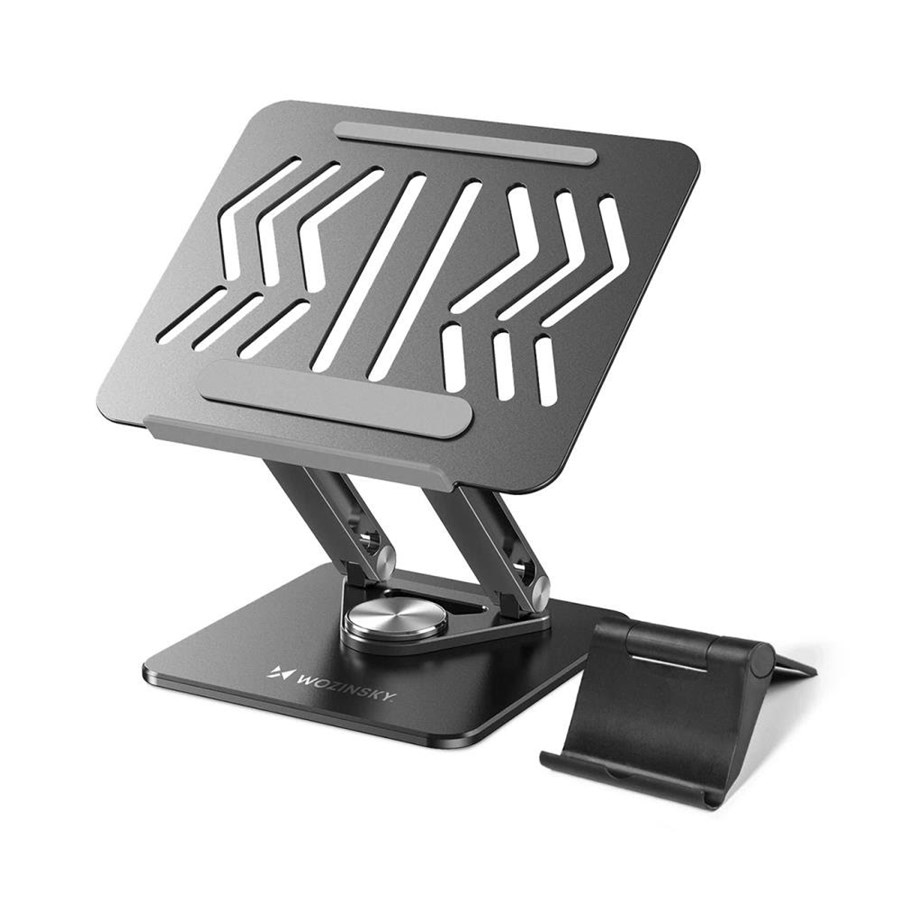 Tablet - Andet Tilbehør - Wozinsky WRS-CPY84SB 360 Aluminum Laptop and Tablet Stand + Smartphone Stand - Black - 5907769364600