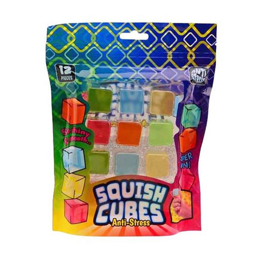 Små gaver til børn - Johntoy Anti Stress Squeeze Cubes 12 pcs. - 24624