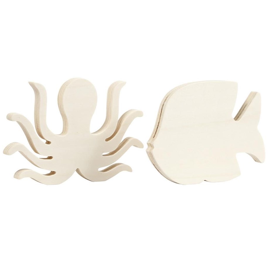 Trælegetøj - Creativ Company Wooden Sea Creatures Octopus and Fish 2pcs. - 57976