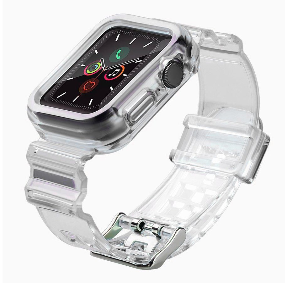 Smartwatch - Tilbehør - Hurtel Silicone Band Strap Bracelet Case Strap Light Set for Apple Watch 38mm - Black - 5907769331800