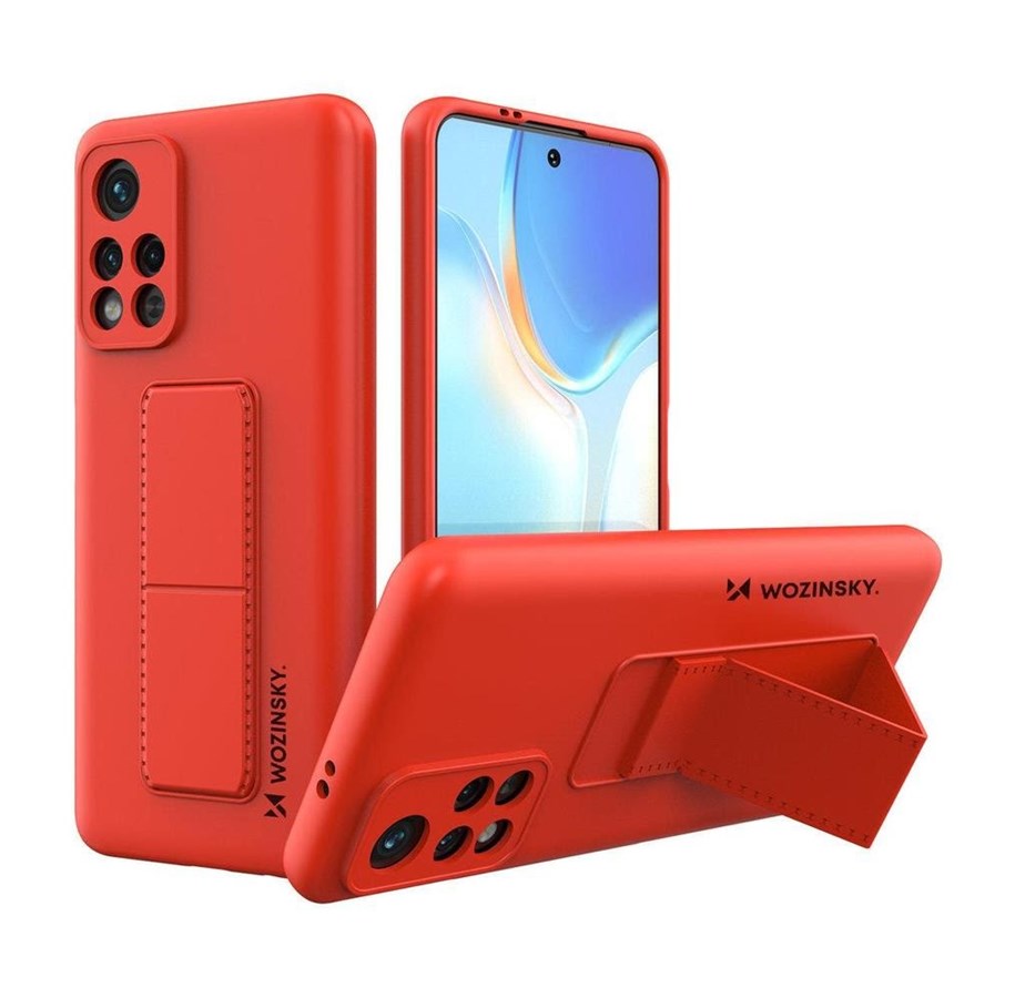 Mobil - Covers & Cases - Wozinsky  Kickstand Case Silicone Case with Stand Case for Xiaomi Redmi 10 Red - 9145576247570