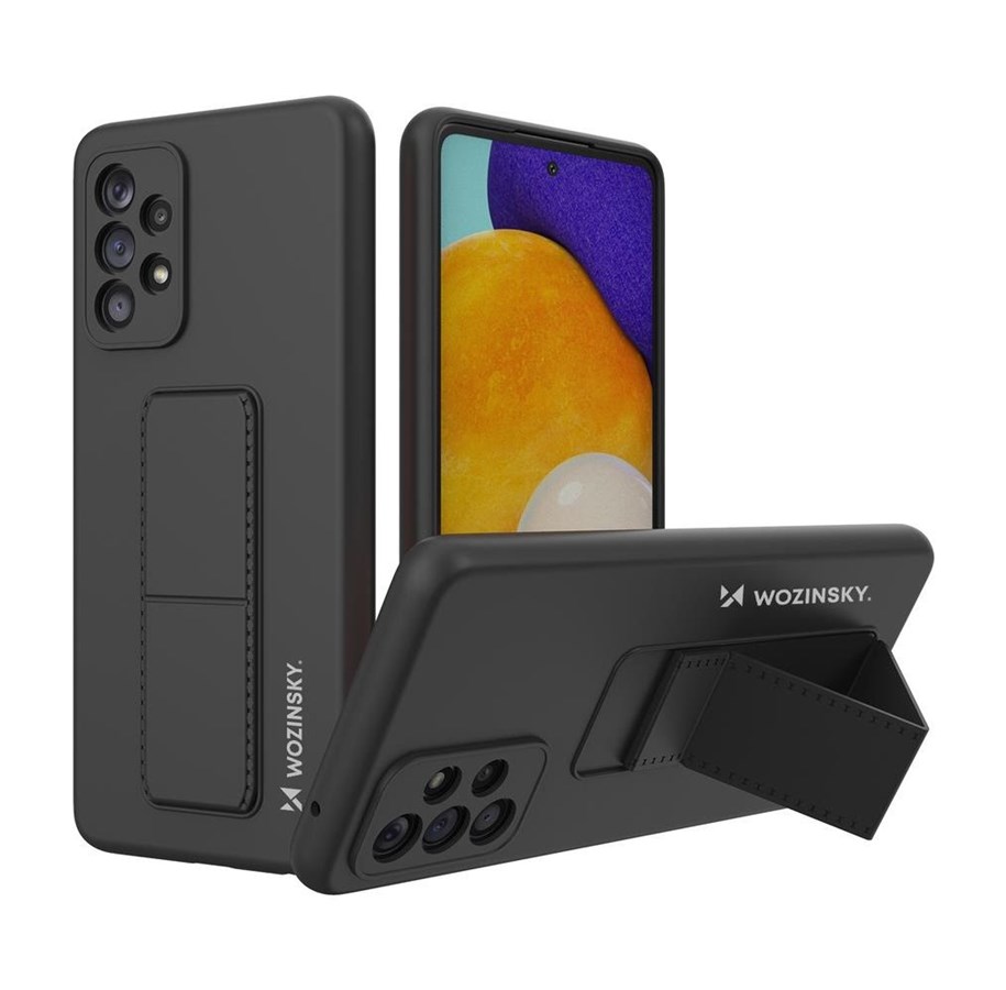 Mobil - Covers & Cases - Wozinsky Kickstand Case Silicone Case with Stand Samsung Galaxy A73 Case Black - 9145576247754