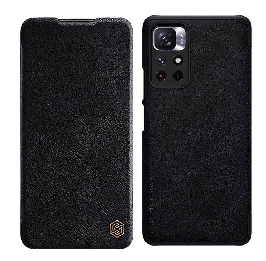 Mobil - Covers & Cases - Nillkin Qin Flip Case for Xiaomi Redmi Note 11T 5G / 11S 5G / 11 5G (China) / Poco M4 Pro 5G - Black - 6902048234932