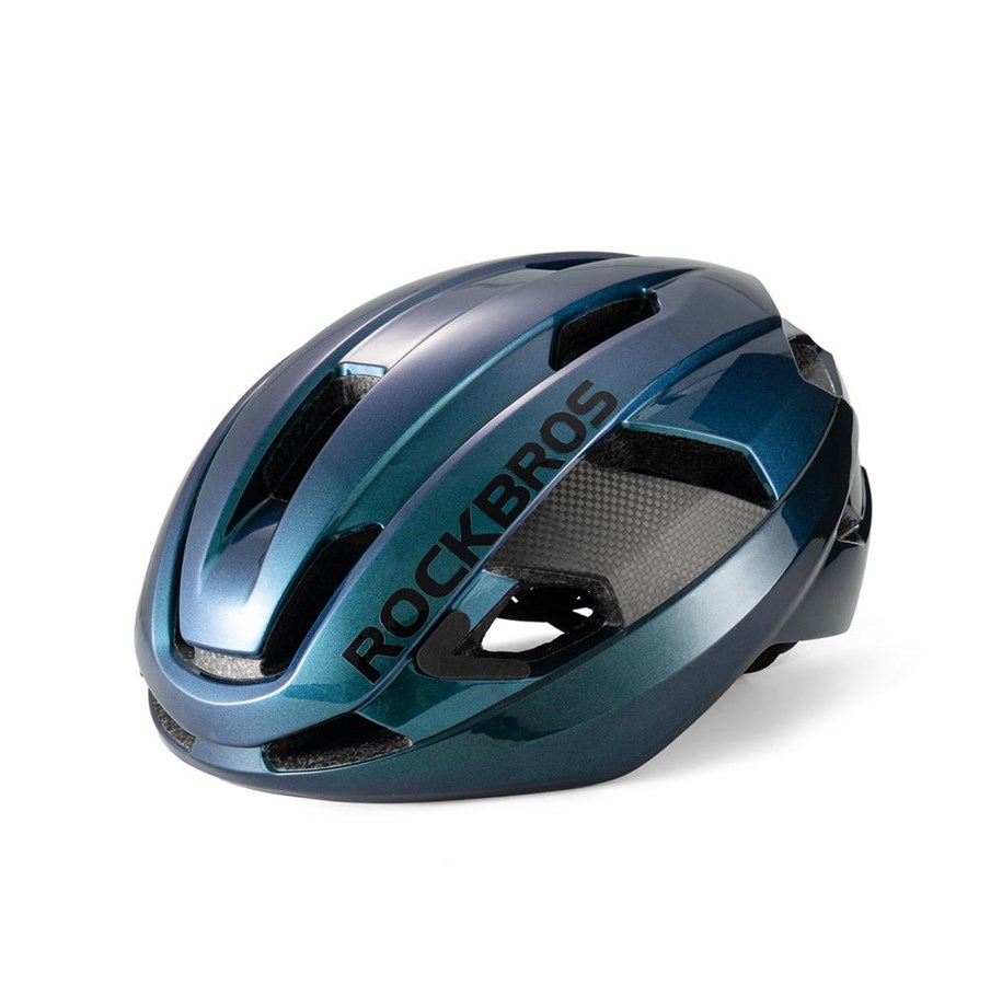 Cykeltilbehør - Rockbros LK-15 Carbon Fiber Bike Helmet Size L (58-62cm) - Chameleon Blue - Rockbros-10110046006