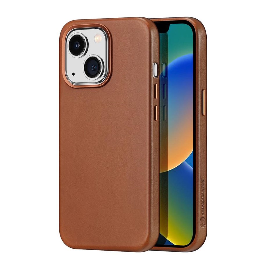 Mobil - Covers & Cases - Dux Ducis Naples iPhone 14 Plus Magnetic Leather MagSafe Case Brown - 6934913034675