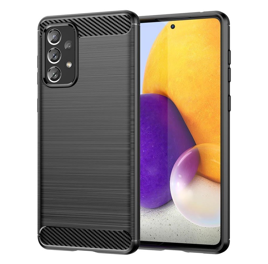 Mobil - Covers & Cases - Hurtel Carbon Case Flexible TPU Cover for Samsung Galaxy A73 Black - 5907769341397
