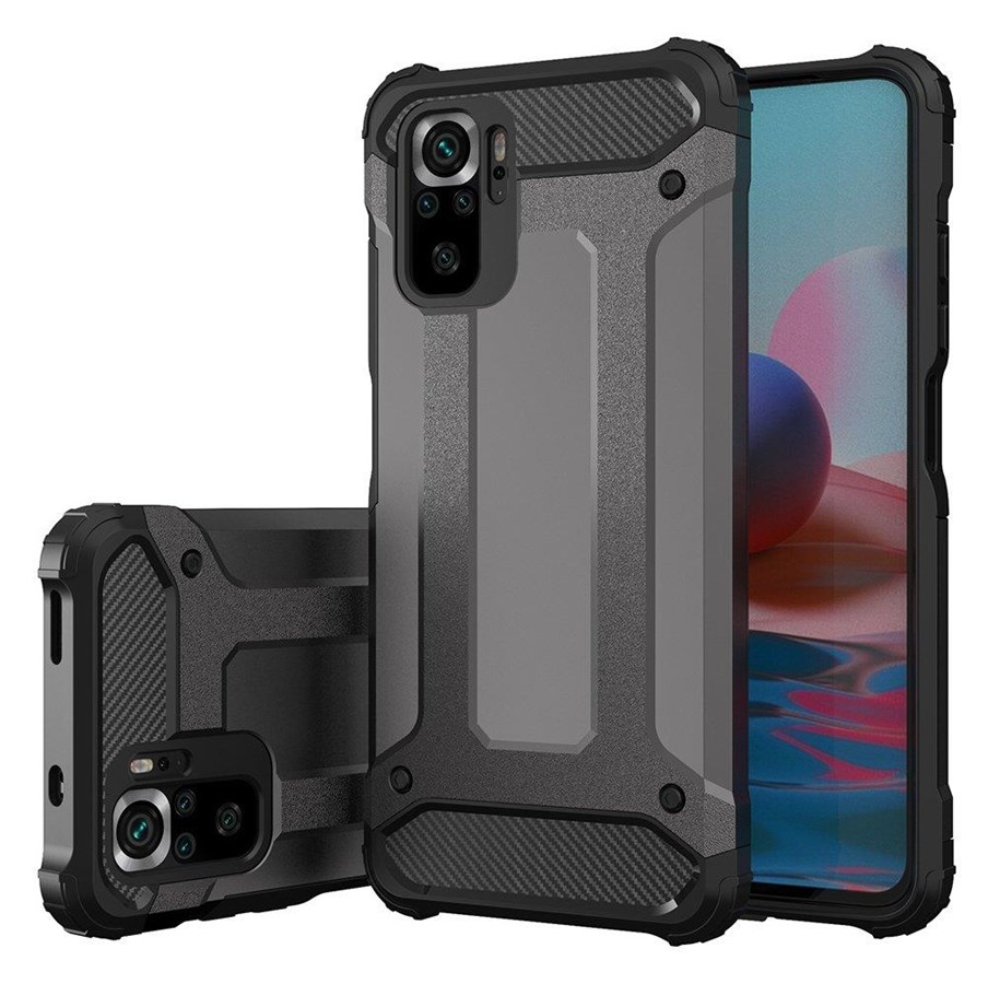 Mobil - Covers & Cases - Hurtel Hybrid Armor Case Tough Rugged Cover for Xiaomi Poco M4 Pro 5G Black - 5907769339578