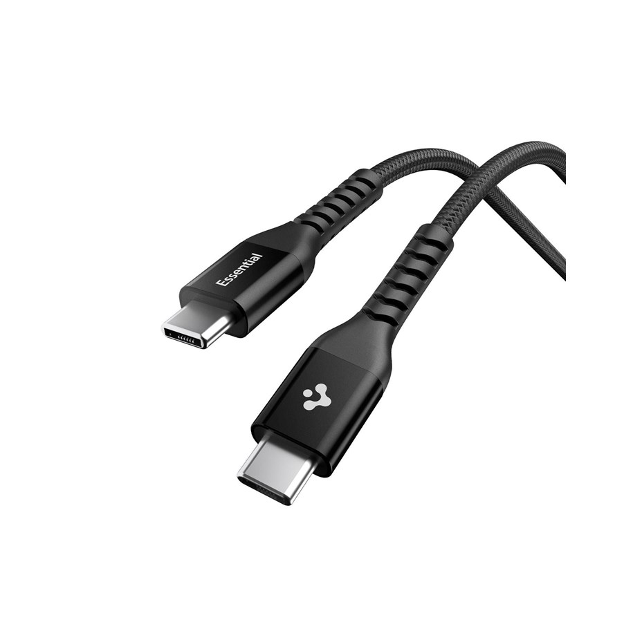 USB kabel - Spigen Essential USB C to USB C 100W Fabric Cable - black EB10010CCA - ACA11103