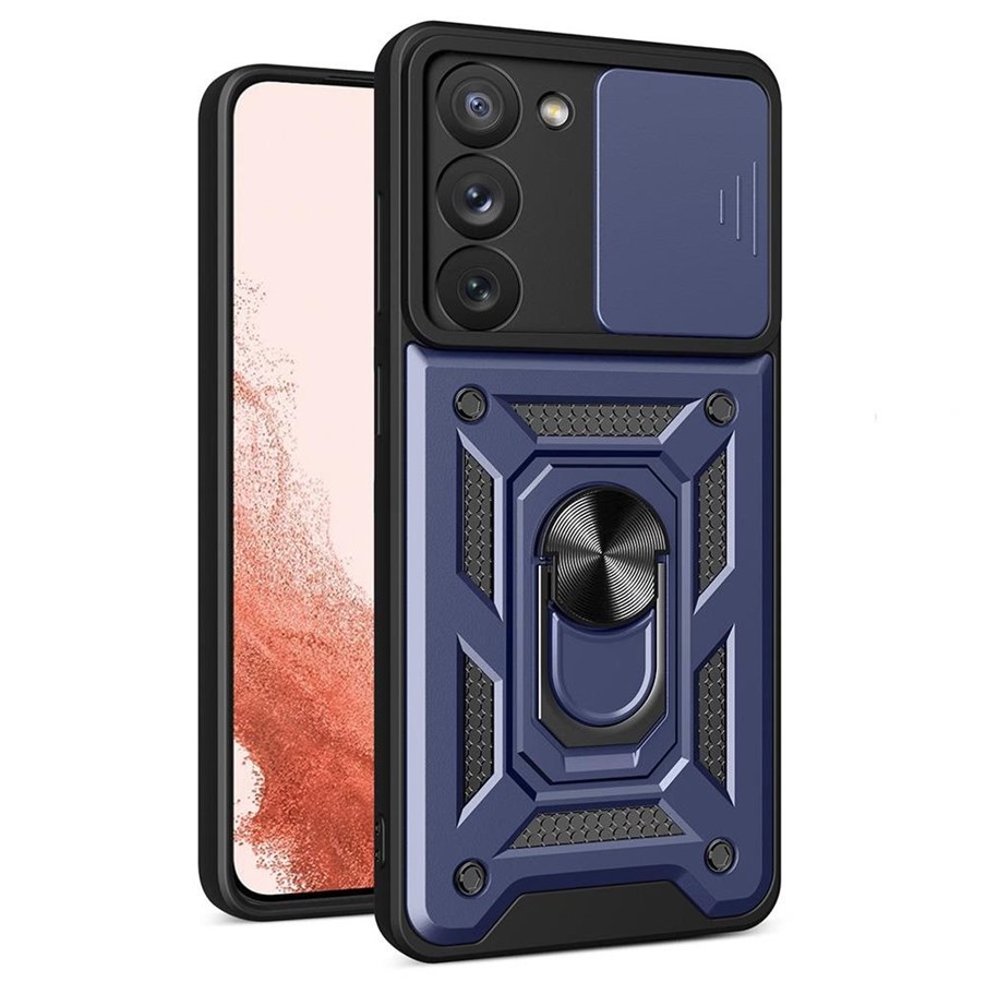 Mobil - Covers & Cases - Hurtel Hybrid Armor Camshield Case for Samsung Galaxy S23+ Armored Case with Camera Cover Blue - 9145576272787